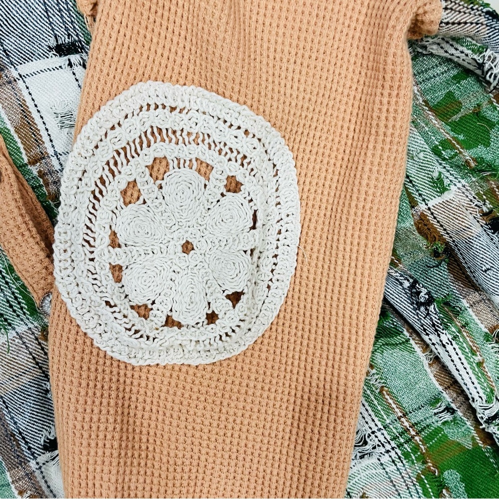 Pol Distressed Crochet Patchwork Oversized Balloo… - image 8